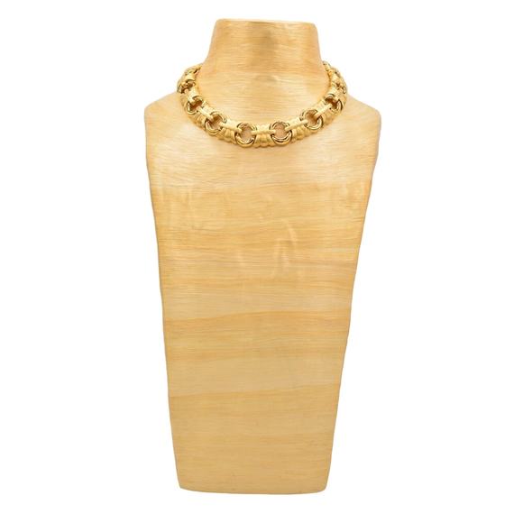 Givenchy Vintage Collar Necklace Brushed Gold Textured Chunky Signed 1980s 9A - Picture 3 of 12